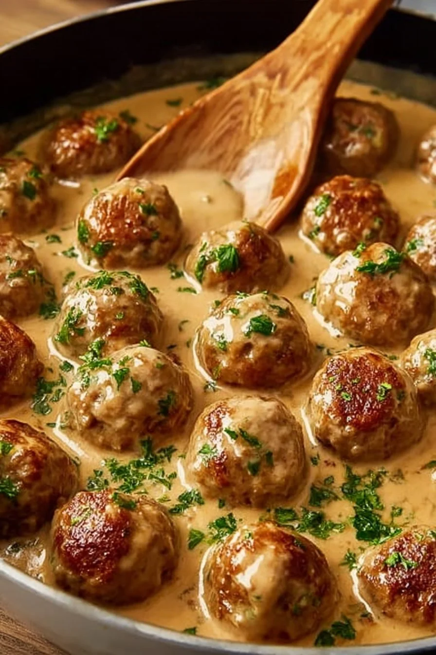 Boulettes de poulet moelleuses en sauce crémeuse au poivre