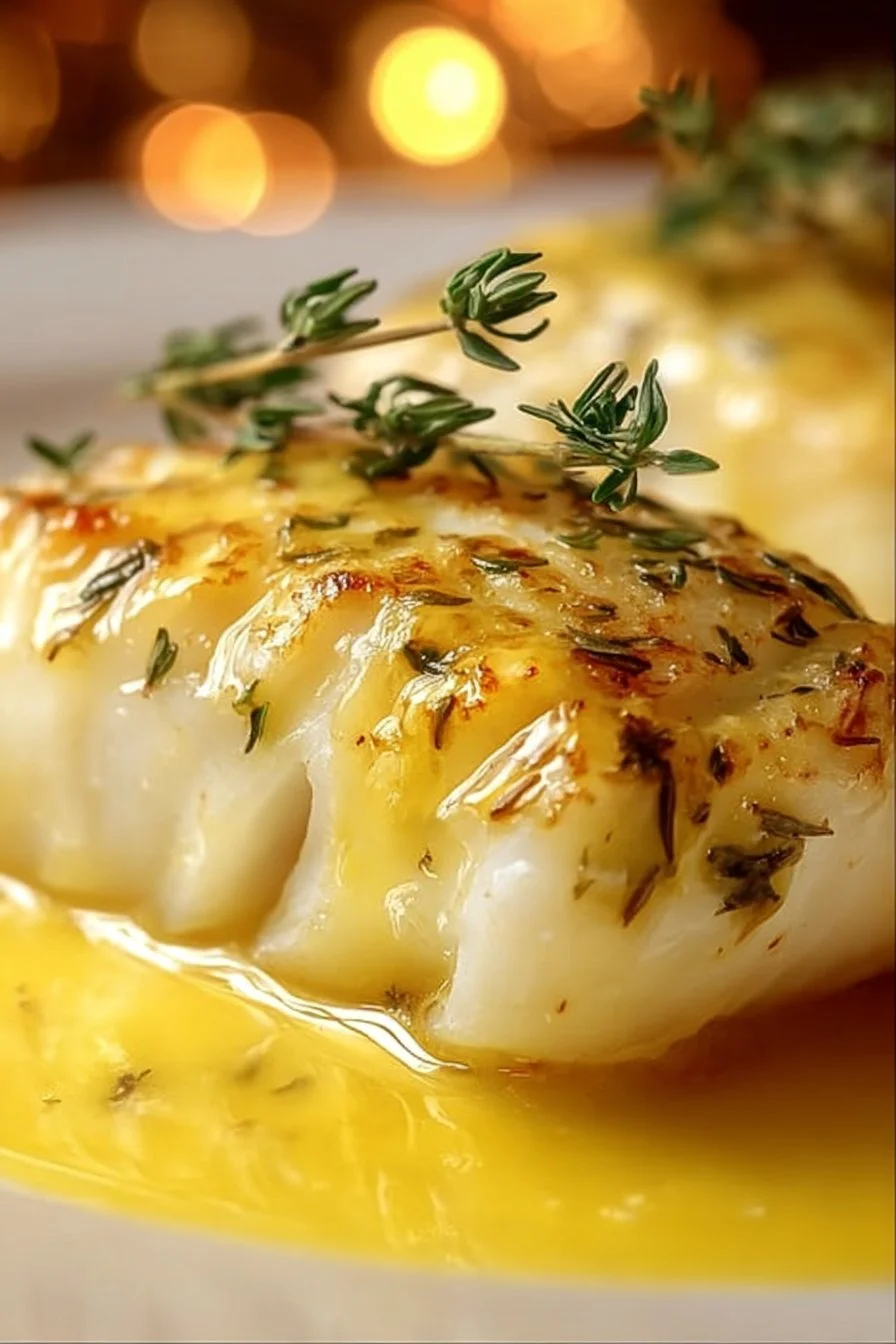 Cabillaud au four à la moutarde et crème citronnée, plat savoureux et raffiné