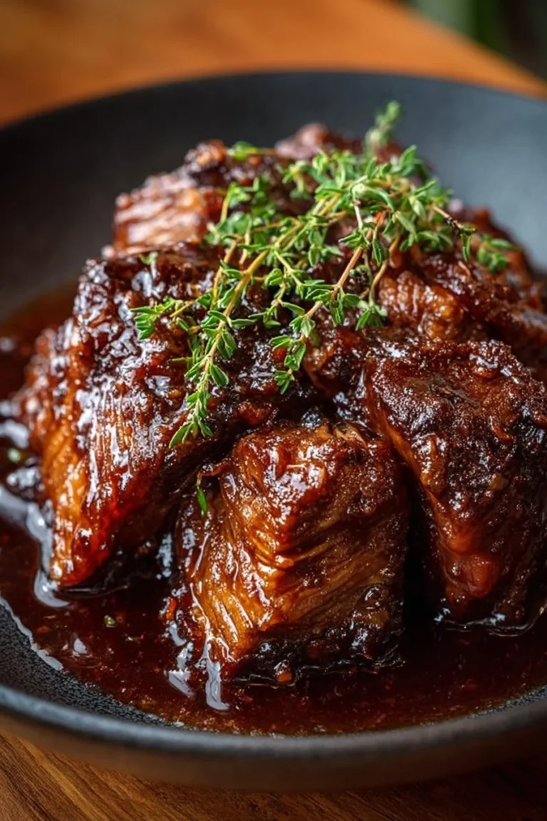 Cochon confit à la bière et au sirop d’érable, plat savoureux et réconfortant.