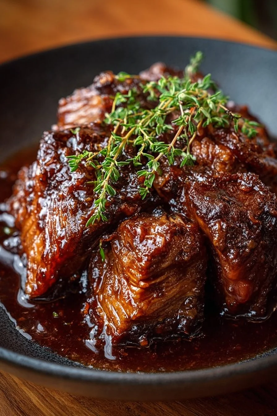 Cochon confit à la bière et au sirop d’érable, plat savoureux et réconfortant.