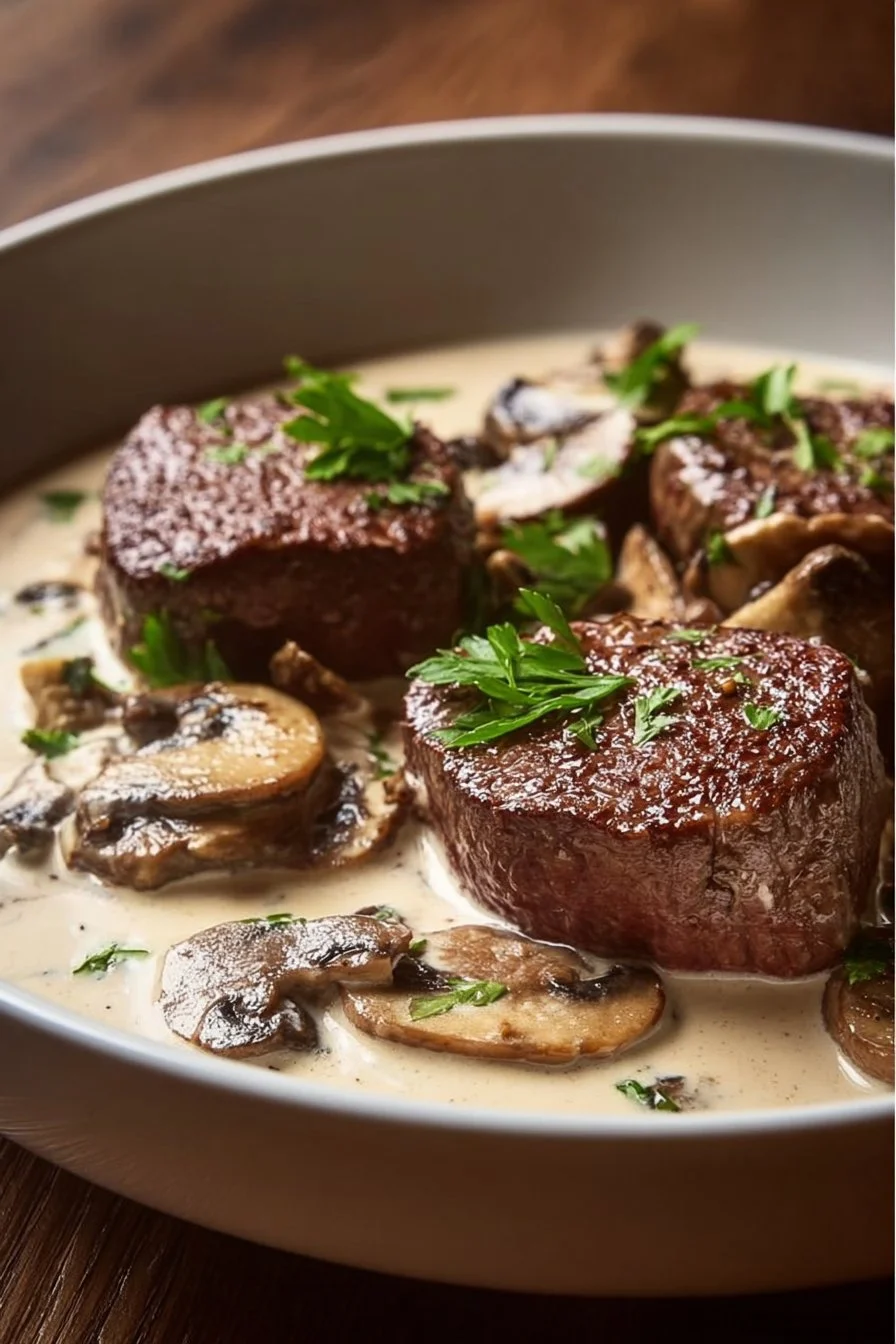 Filet Mignon Crémeux au Boursin et Champignons