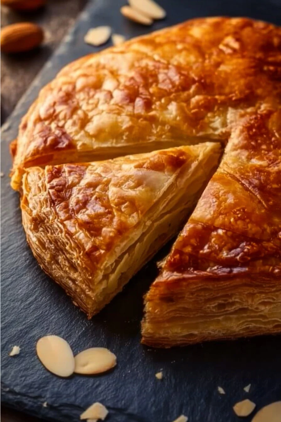 Galette des rois frangipane dorée, prête à être dégustée pour l'Épiphanie.