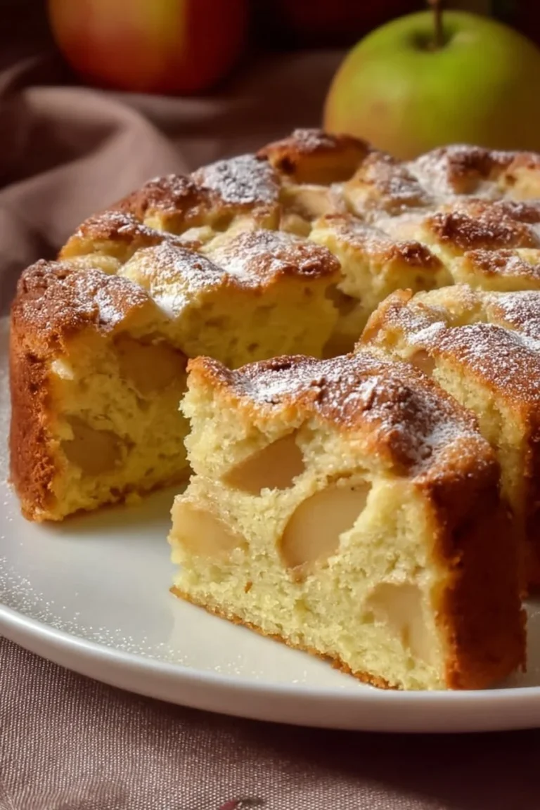 Moelleux aux pommes de grand-mère, gâteau moelleux aux pommes avec une belle croûte dorée.