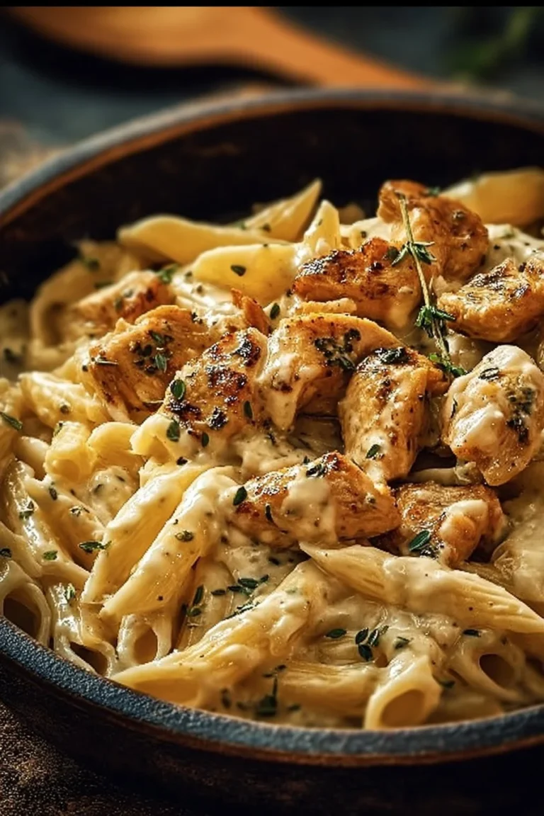 Assiette de Pâtes au Poulet 'Marry Me' garnies de parmesan et herbes fraîches