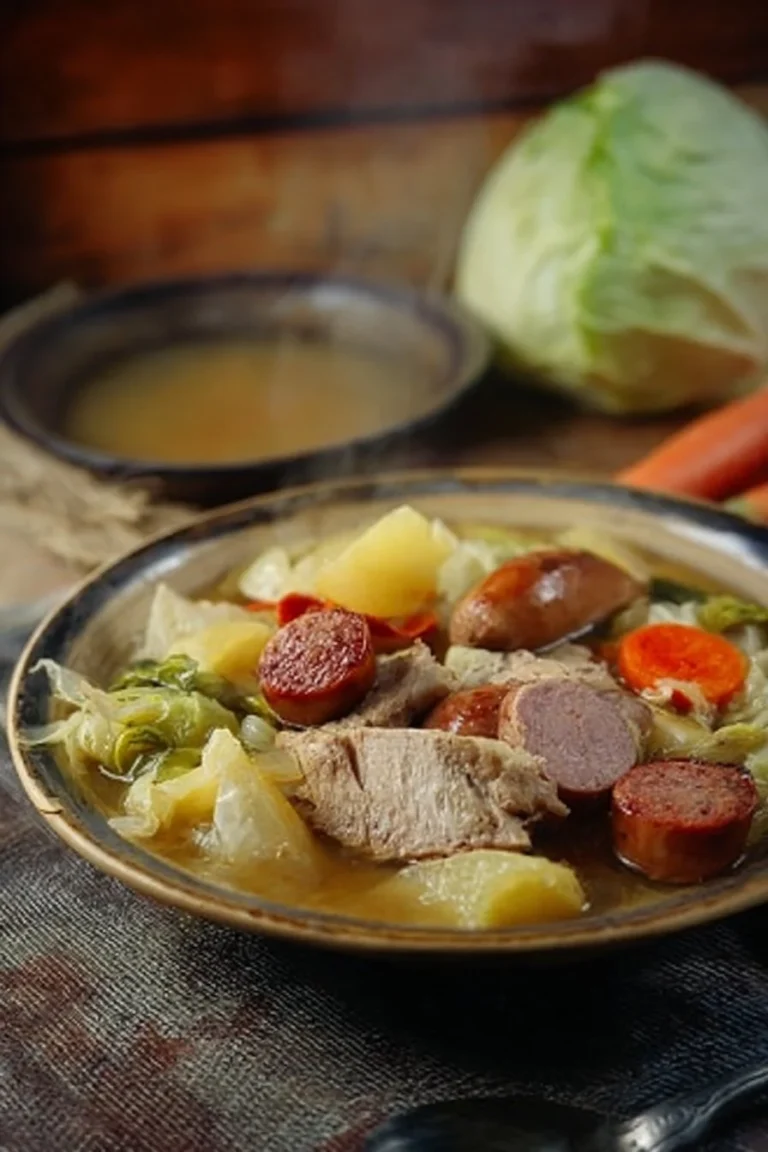 Bol de Potée Auvergnate avec légumes et viandes traditionnelles