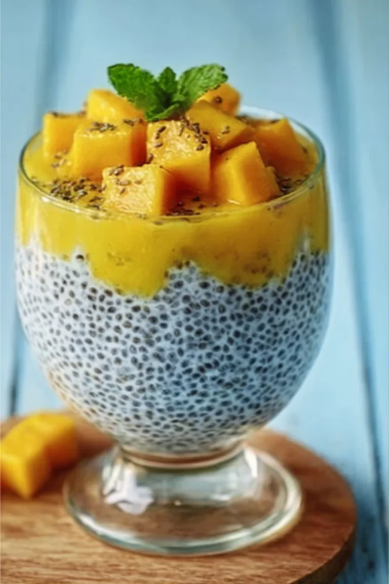 Pudding de chia healthy à la mangue et coco dans un bol