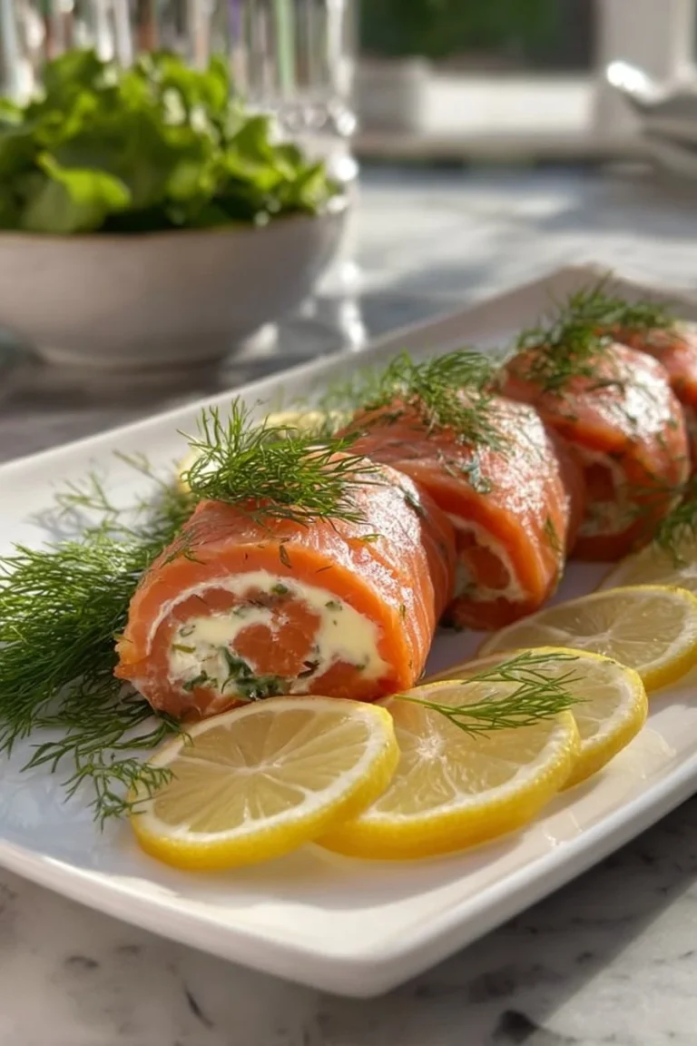 Roulé de saumon fumé avec garniture fraîche
