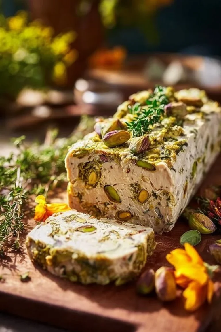 Terrine de Poulet aux Pistaches servie en dish élégant