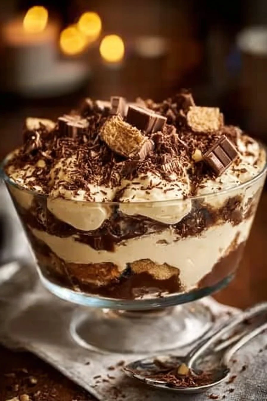 Tiramisu façon Kinder Bueno avec crème au mascarpone et chocolat