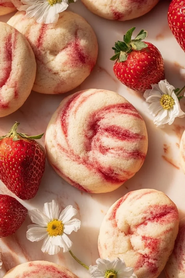 Biscuits au fromage à la crème garnis de fraises fraîches