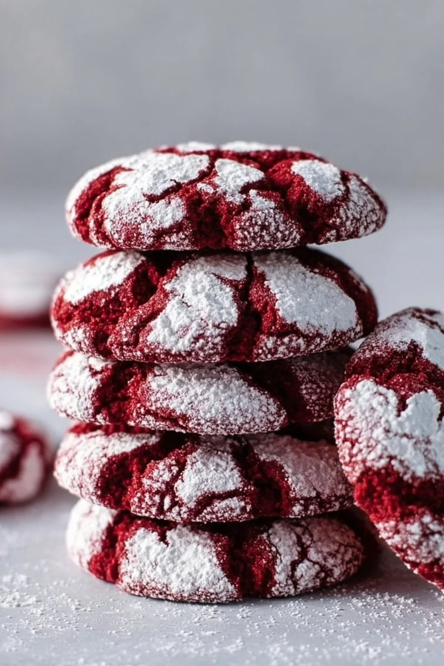 Biscuits Crinkle au Velvet Rouge, délices sucrés et colorés