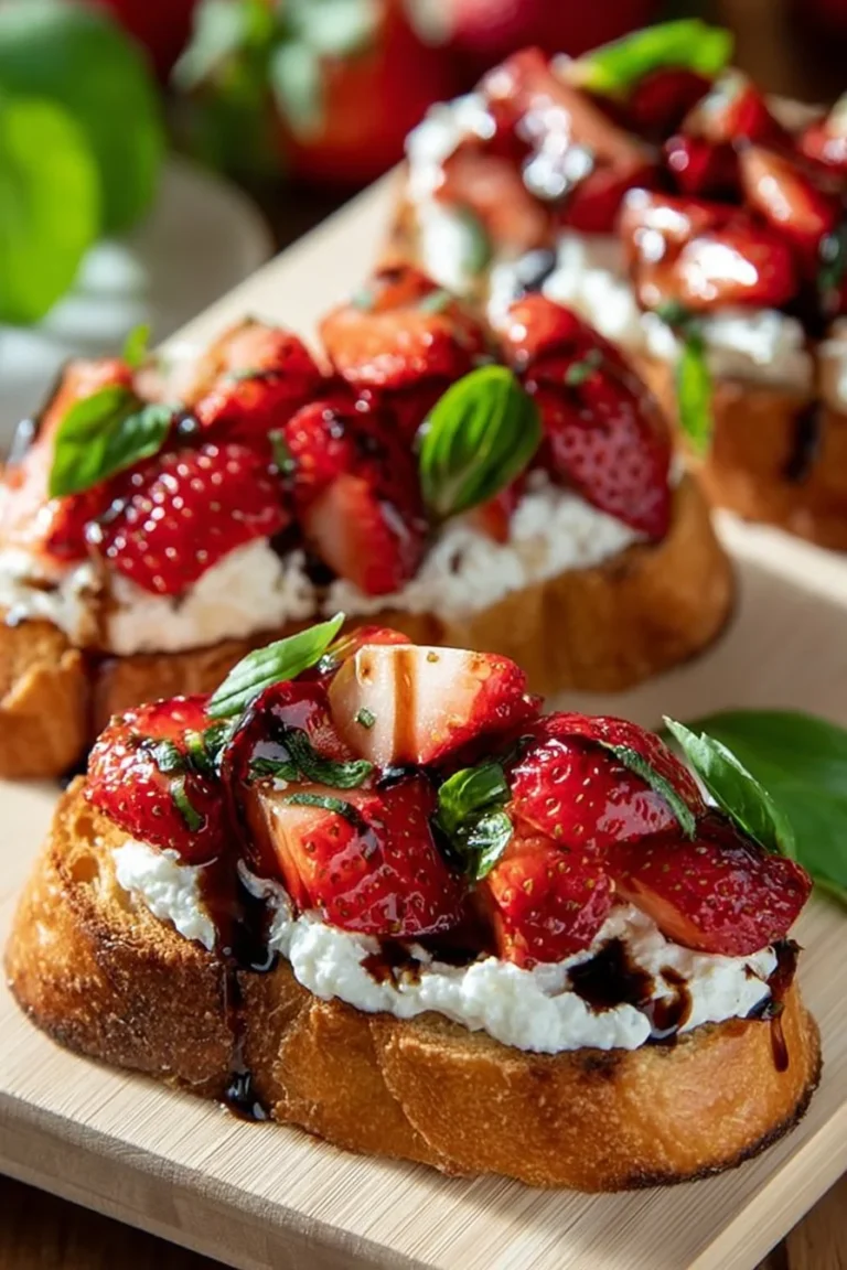 Bruschetta avec ricotta et fraises sur un plat élégant