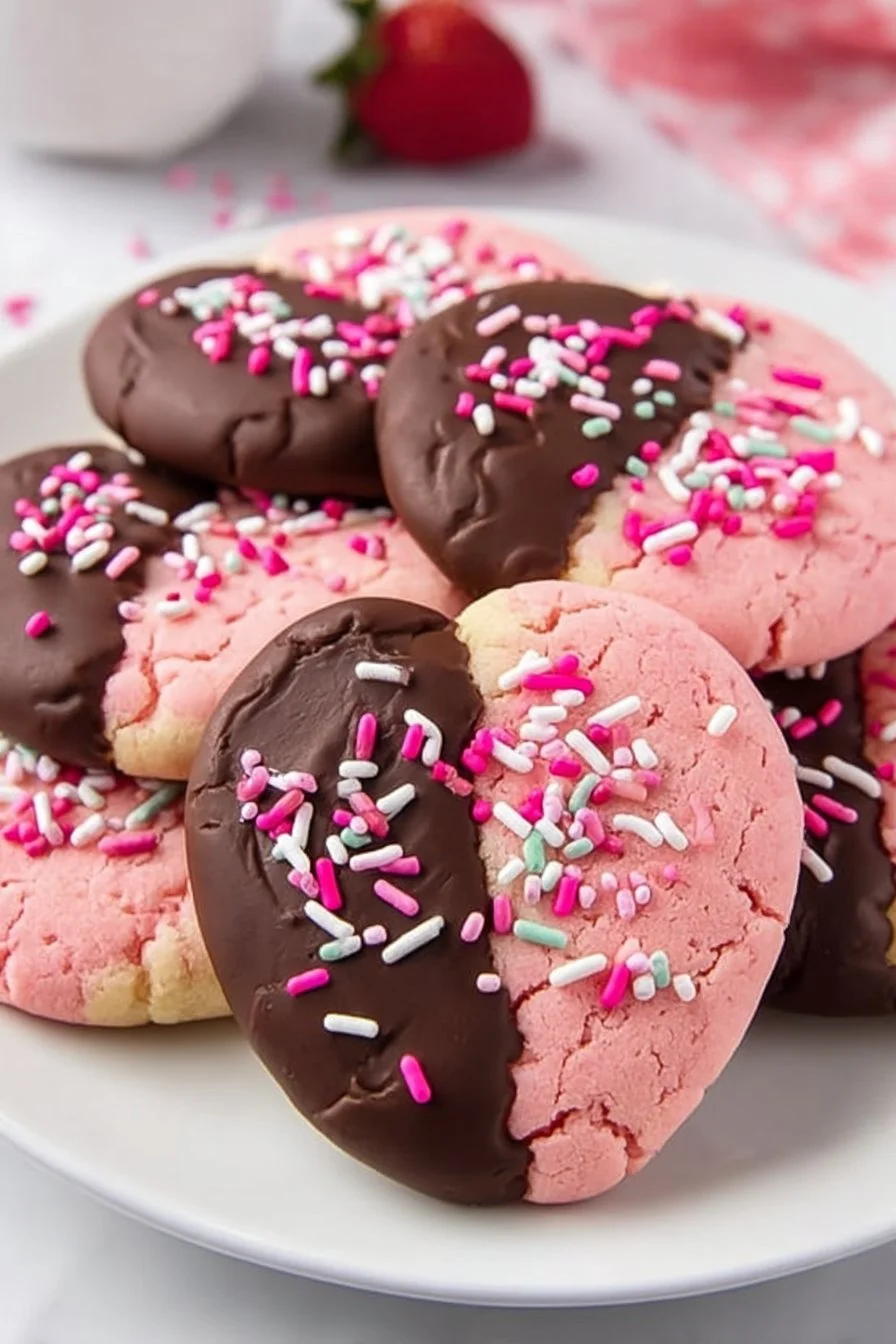 Cookies au chocolat aux fraises pour la Saint-Valentin
