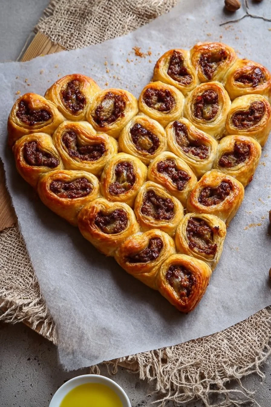 Feuilleté Saucisses Coeur croustillant et savoureux prêt à déguster.