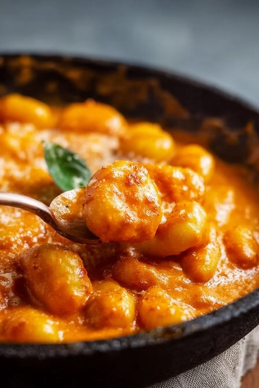 Gnocchis à la sauce rouge crémeuse, un plat italien savoureux et réconfortant