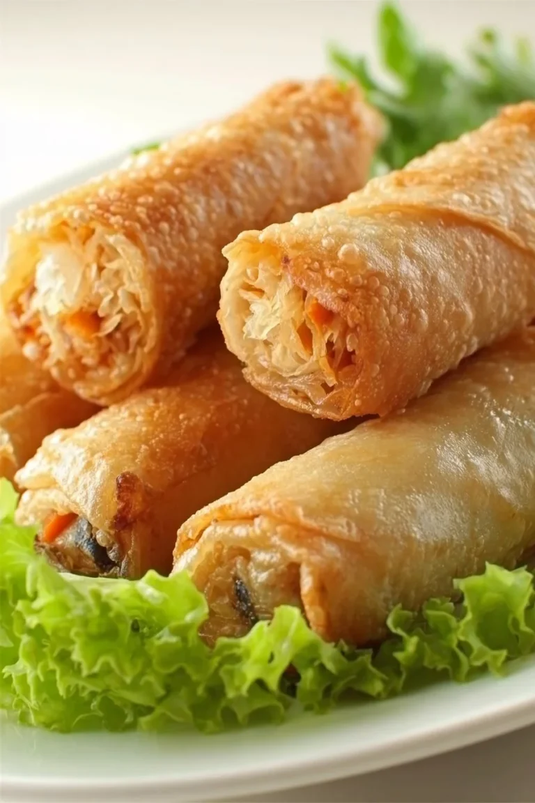 Des nems aux crevettes croustillants prêts à être dégustés.