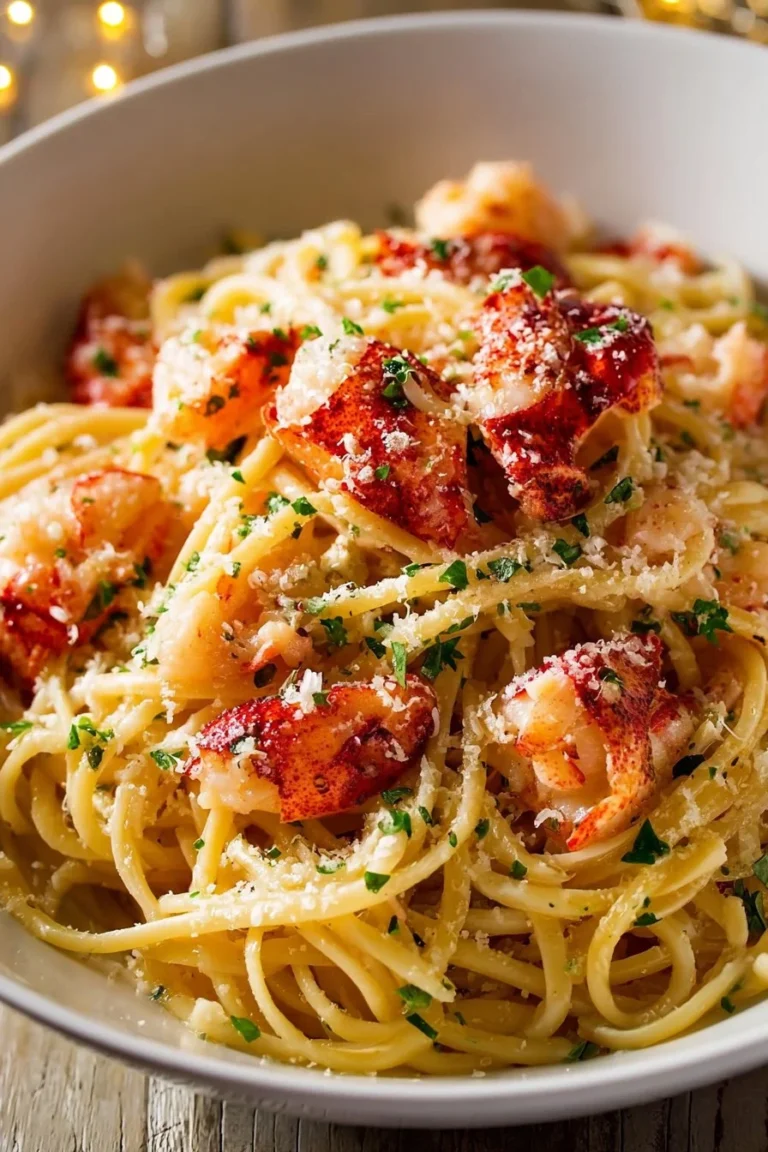 Pâtes au homard dans du beurre à l'ail, un plat savoureux et raffiné