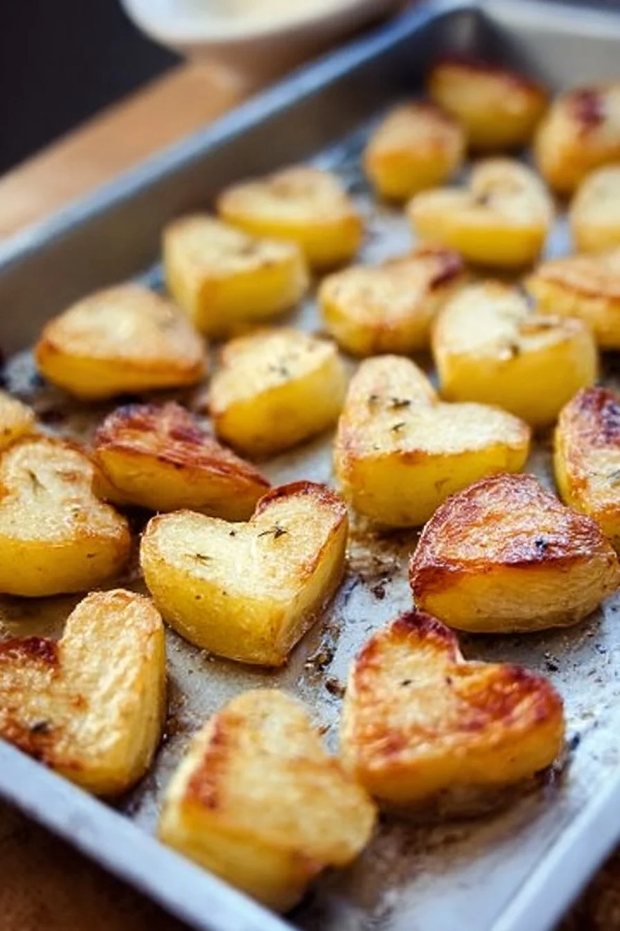 Pommes de terre cuites au four en forme de cœur décoratives et appétissantes