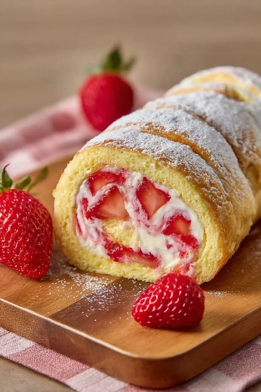 Roulés à la crème de fraise vegan présentés sur une assiette élégante