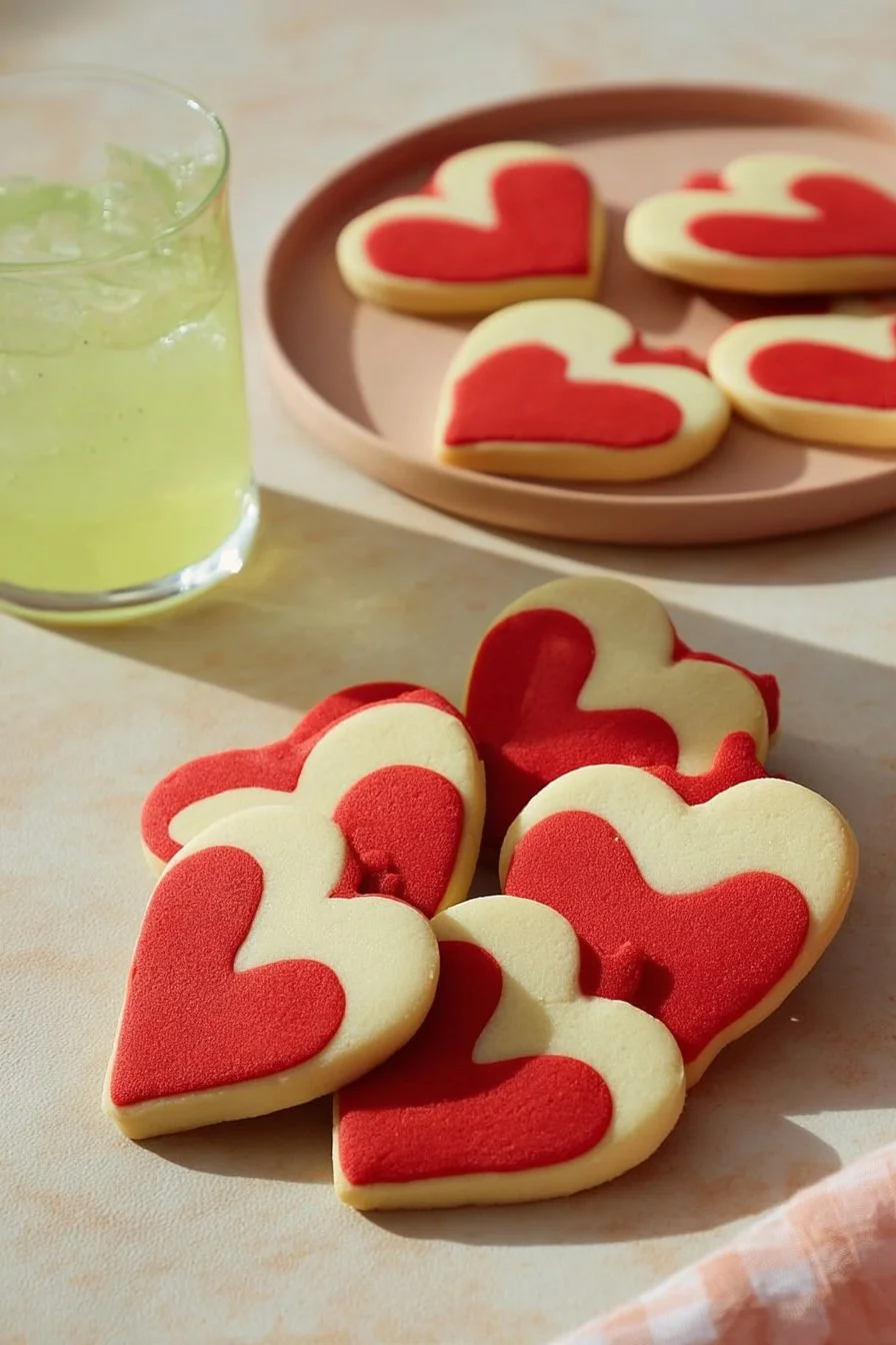Sablés de Saint-Valentin en forme de cœur décorés avec amour.