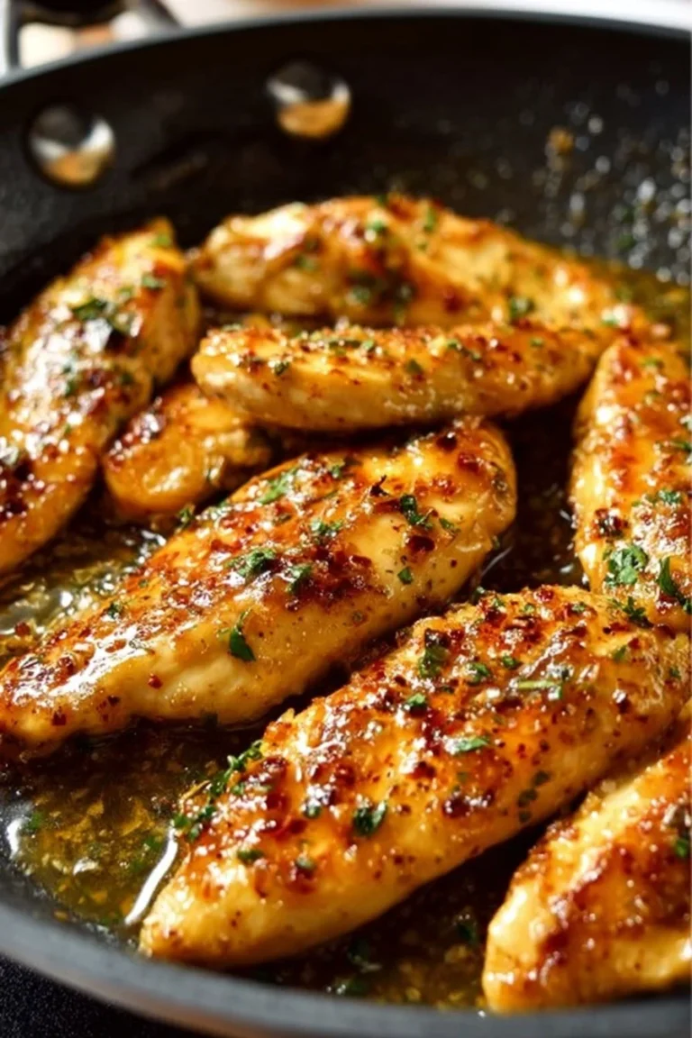 Aiguillettes de poulet à la poêle, prêtes à être dégustées.