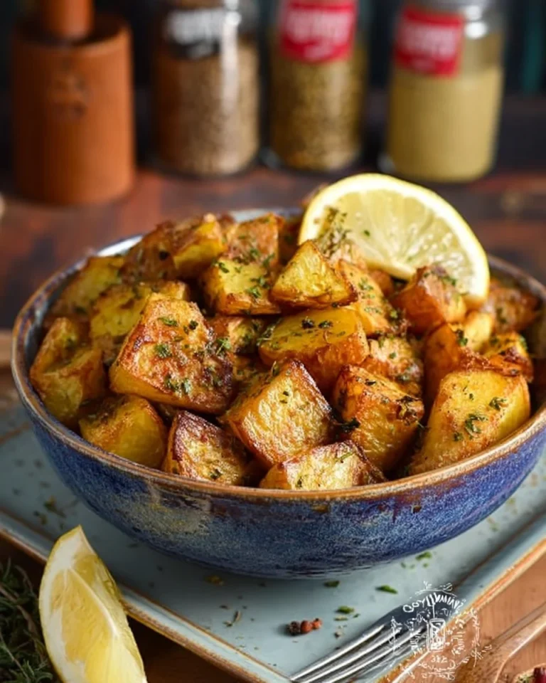 Pommes de terre libanaises épicées Batata Harra servies avec des herbes fraîches