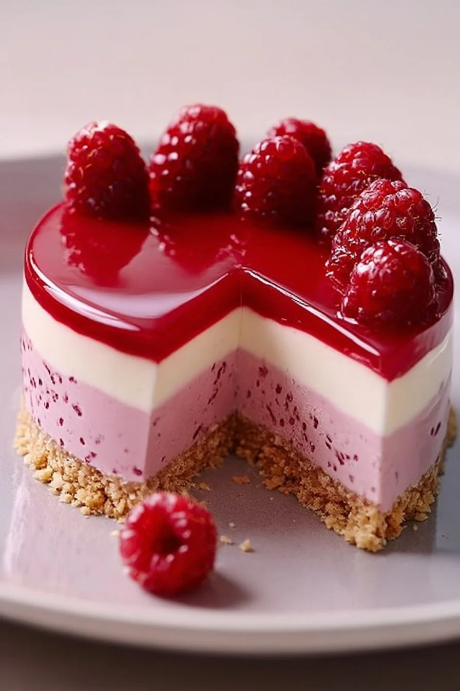Bavarois Framboise avec croustillant chocolat blanc, un dessert raffiné
