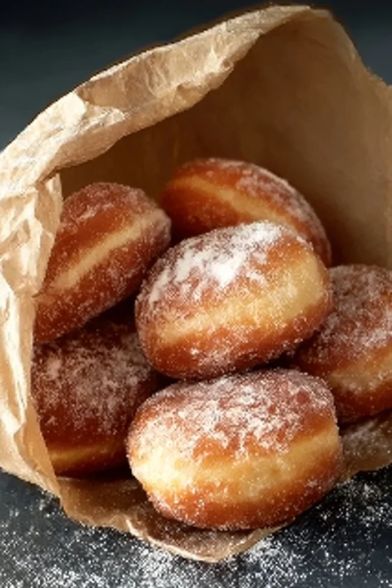 Beignets moelleux saupoudrés de sucre glace sur une assiette.