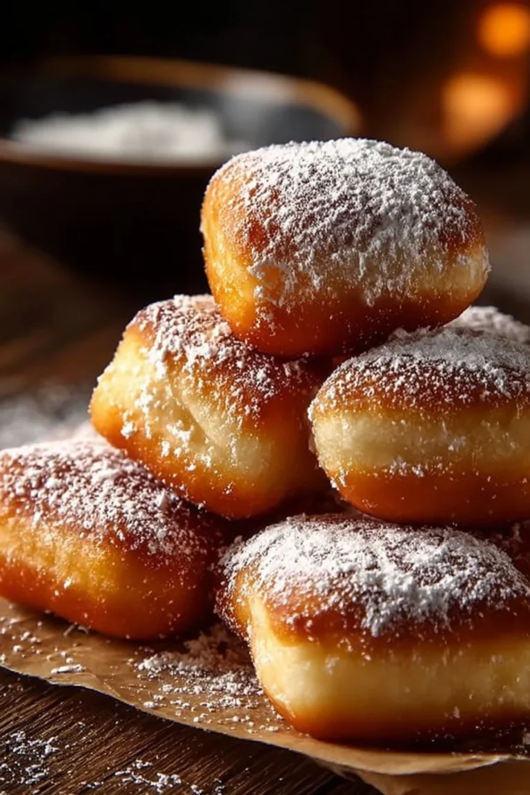 Beignets à la vanille, légers et moelleux, saupoudrés de sucre glace