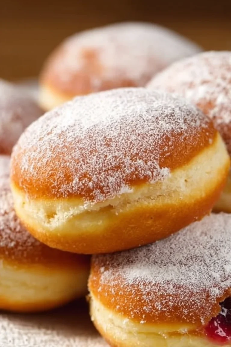 Assiette de beignets au four, dorés et saupoudrés de sucre glace