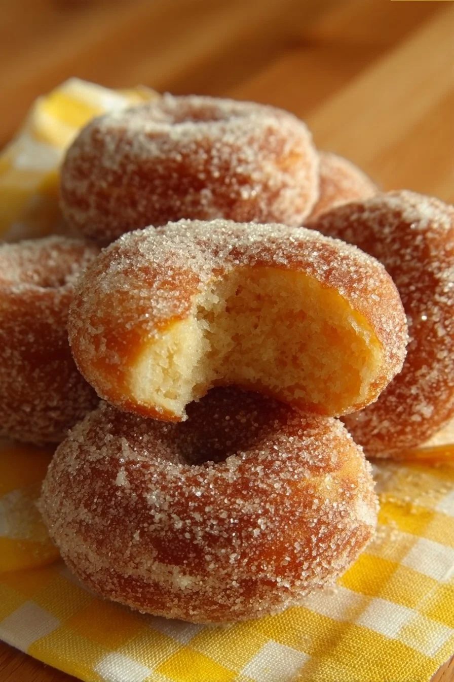 Beignets au four croustillants et moelleux, garnis de sucre glace.