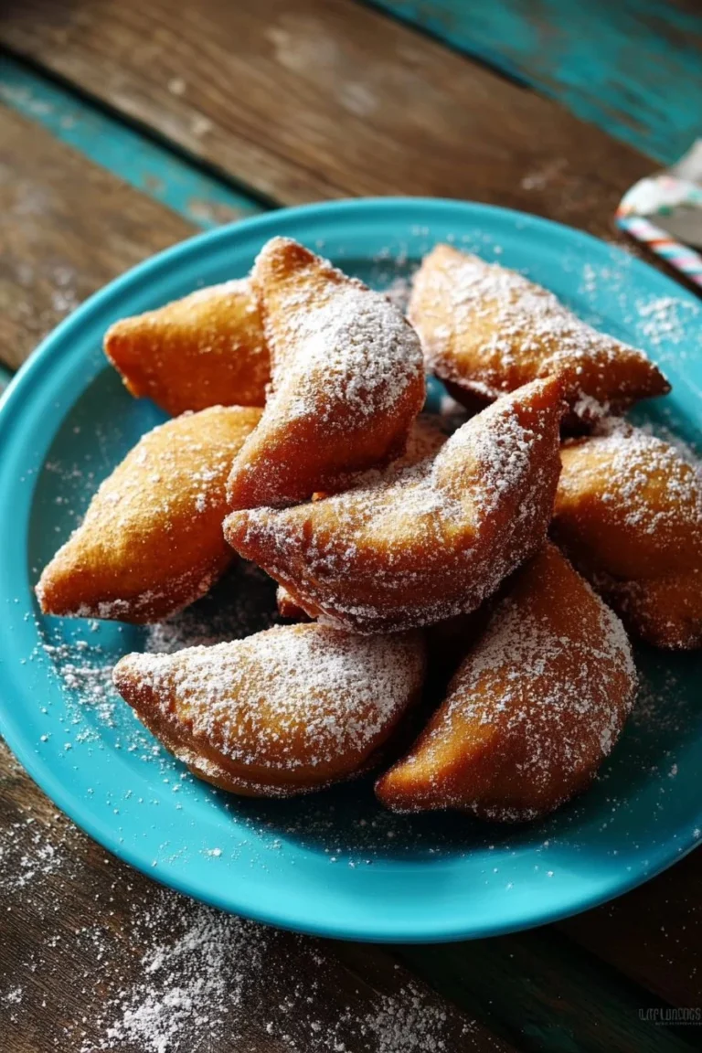 Beignets de carnaval faciles avec sucre glace sur une assiette