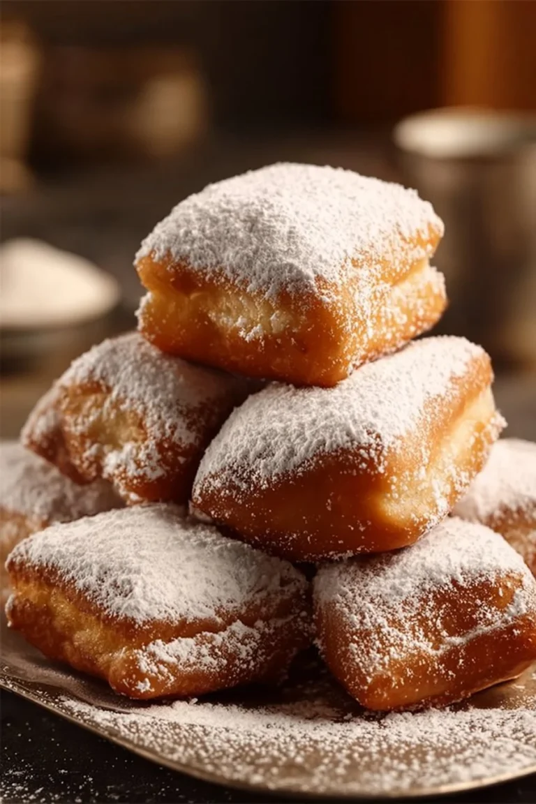 Beignets vanillés dorés et moelleux, garnis de sucre glace