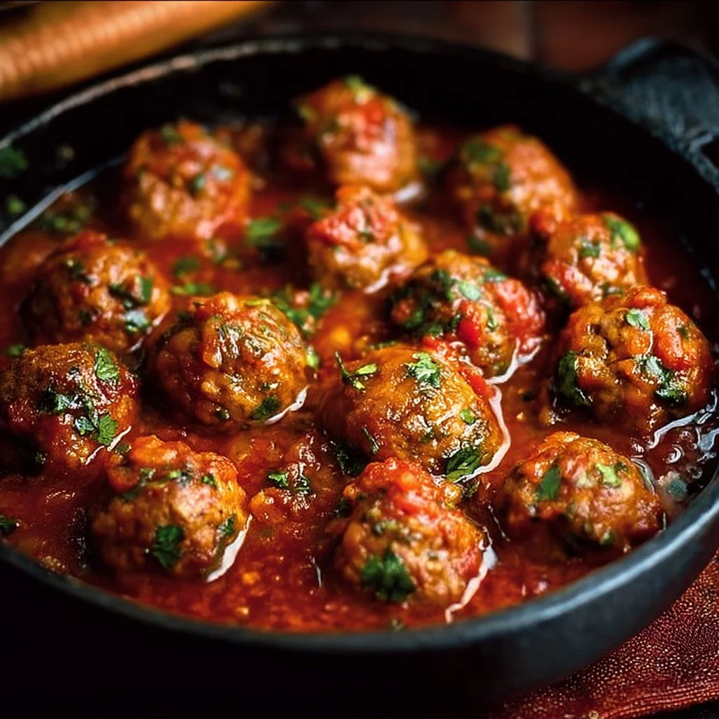 Boulettes de viande marocaines dans un tagine avec légumes et épices