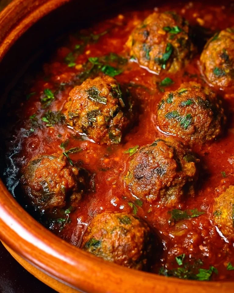 Boulettes de Viande Marocaines dans un tajine, plat traditionnel savoureux.