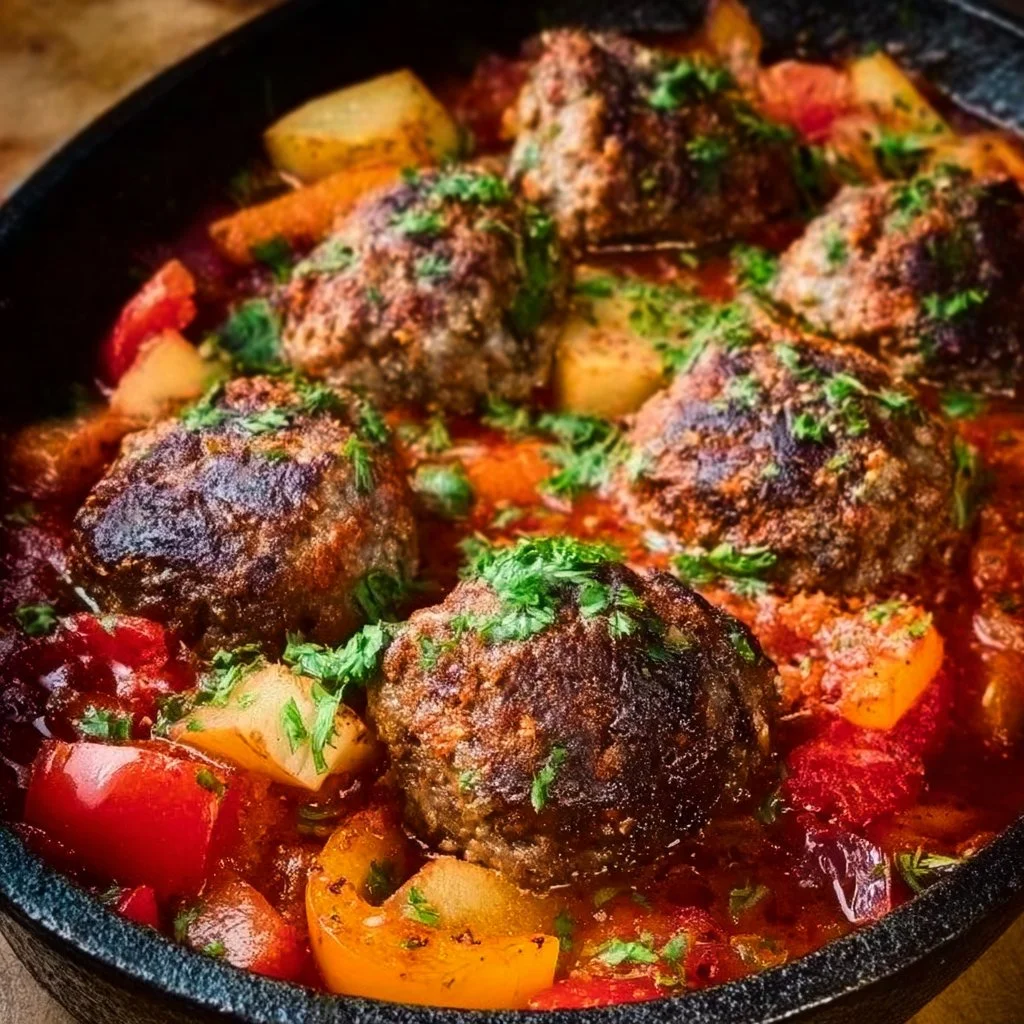 Boulettes de viande turques dorées et savoureuses cuites au four
