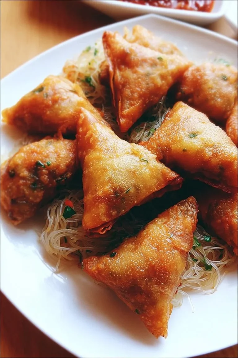 Briouates au poulet et vermicelles chinois, plat traditionnel savoureux