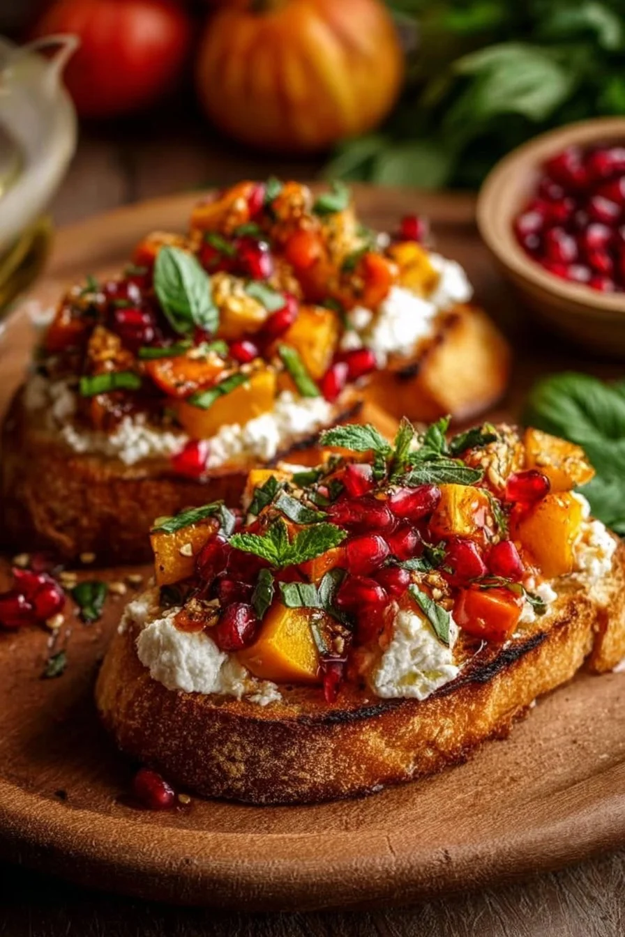 Recette de Bruschetta d'Automne avec légumes et fruits de saison