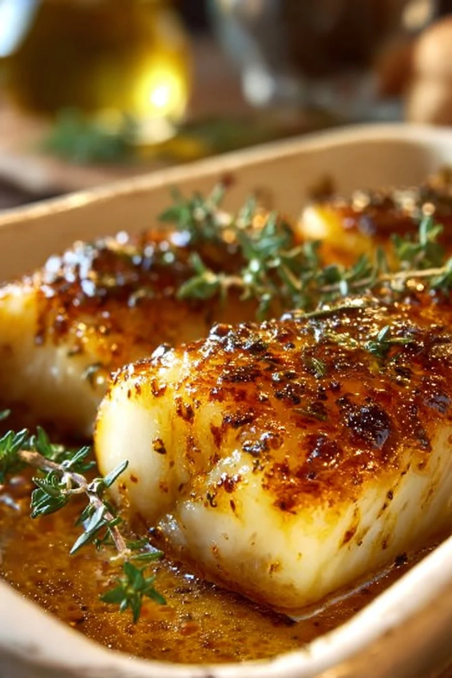 Cabillaud mariné au miel cuit au four, plat délicieux et sain