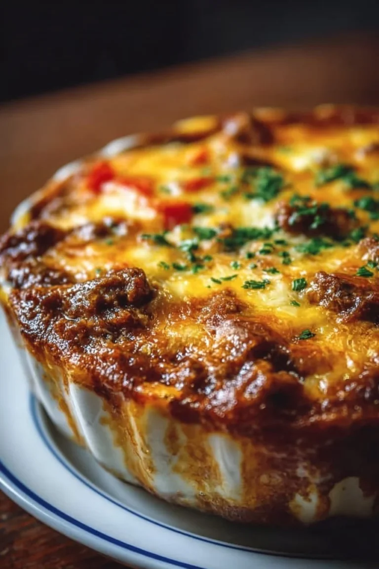 Casserole de bœuf haché et fromage doré au four, plat réconfortant.