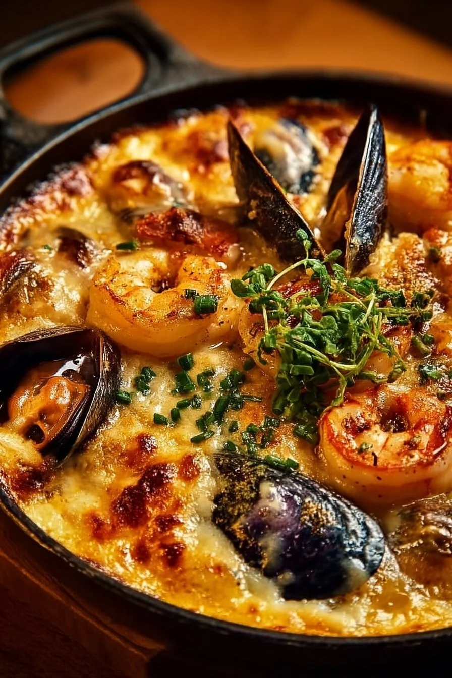 Cassolette de fruits de mer délicieuse et appétissante