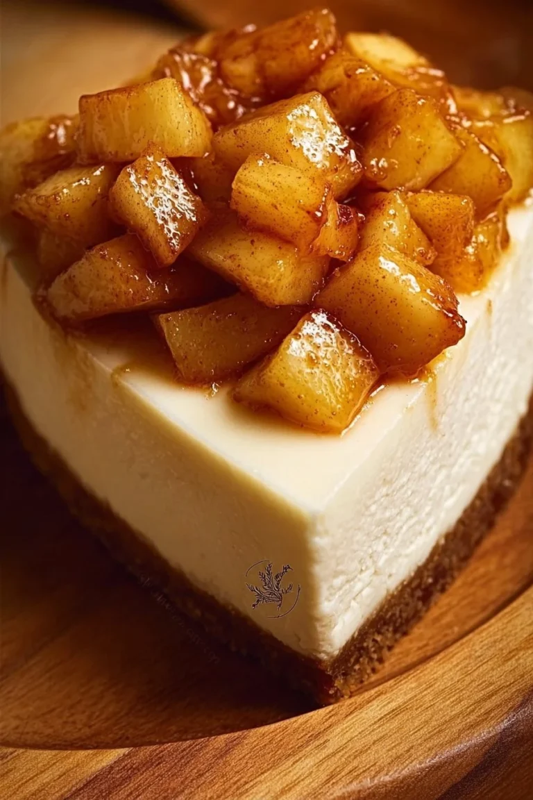Cheesecake aux pommes caramélisées, un dessert crémeux et savoureux