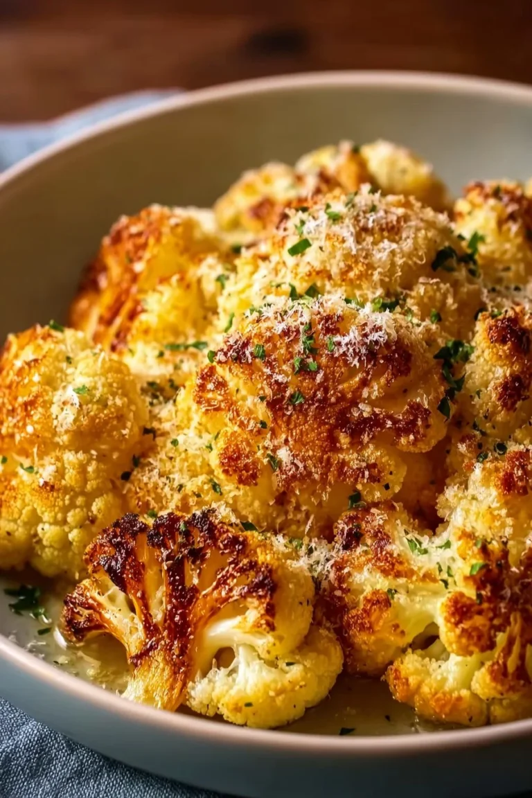 Chou-fleur croustillant au parmesan cuit au four, doré et appétissant