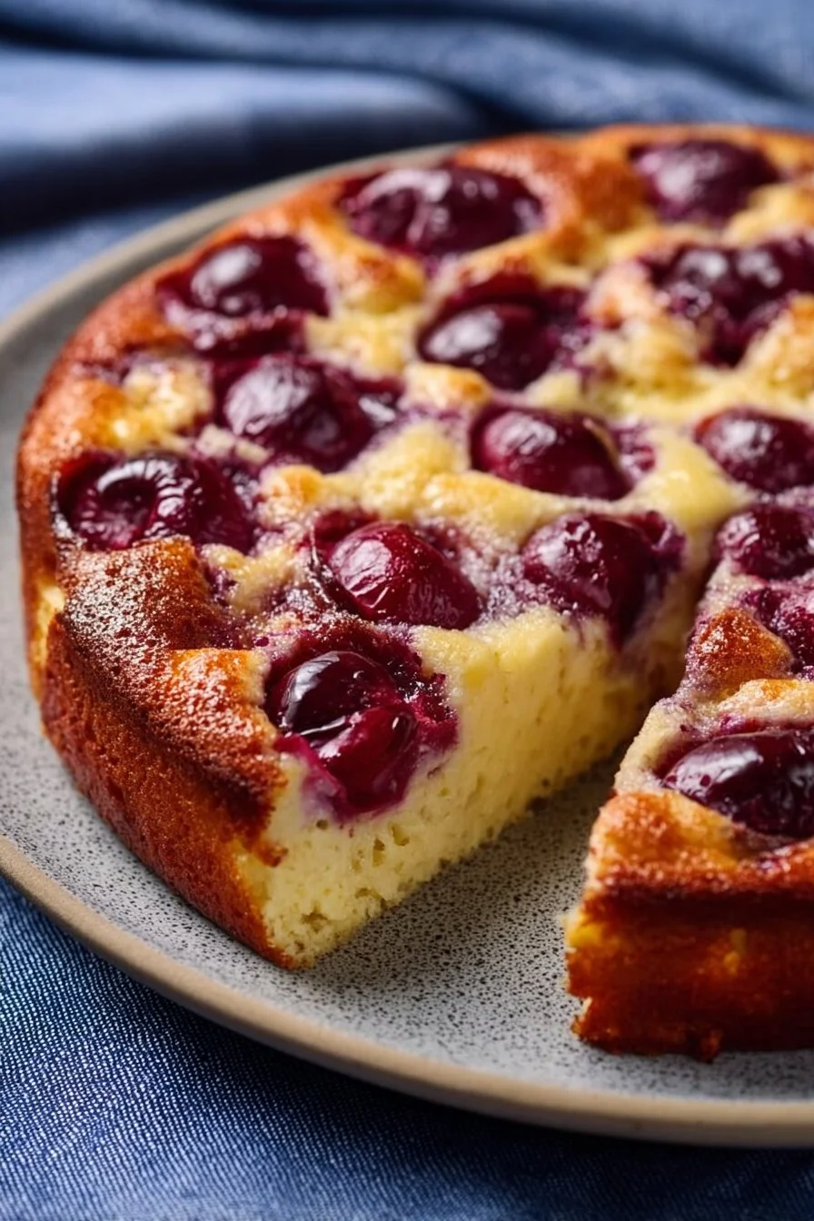 Clafoutis traditionnel aux cerises, un dessert français classique fait maison.