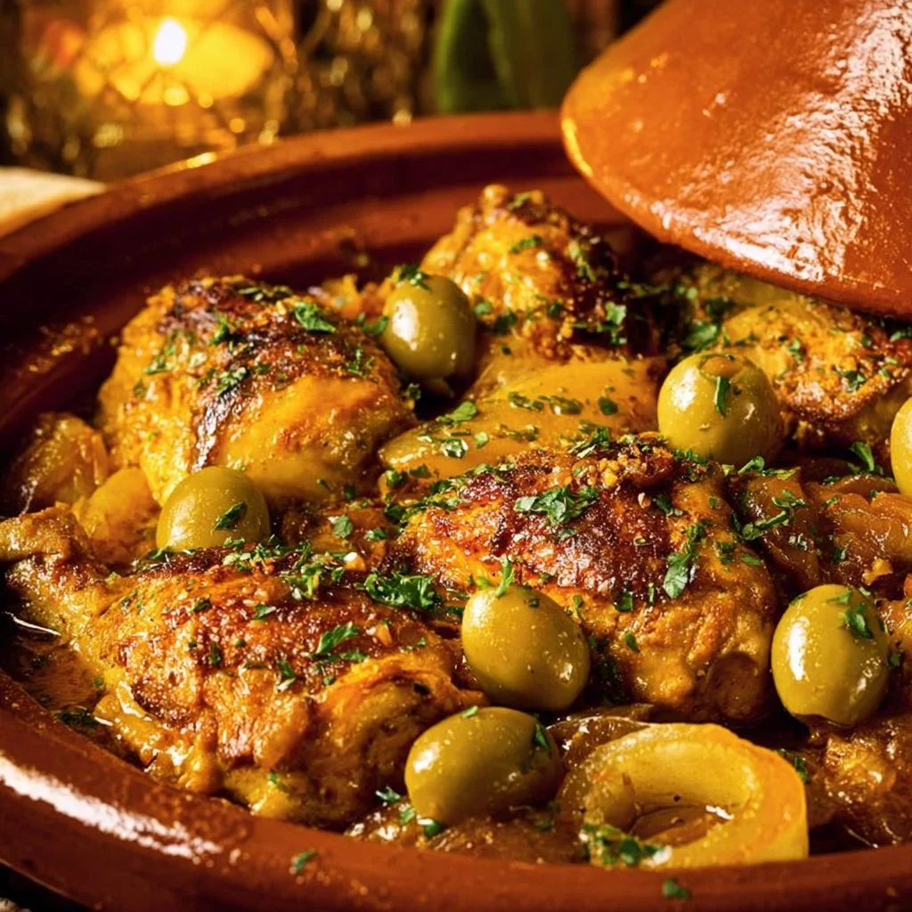 Tajine de poulet marocain avec légumes et épices