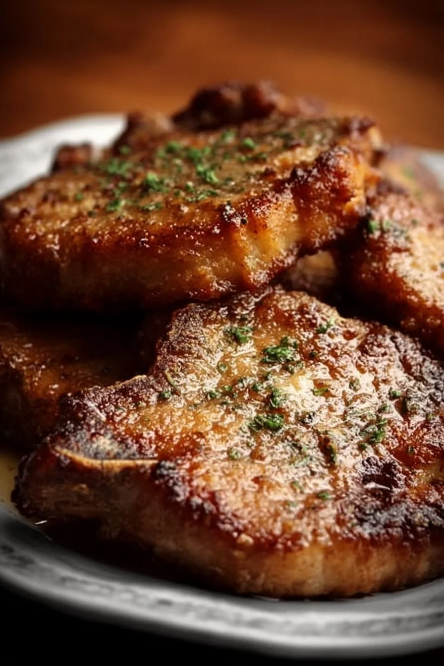 Côtelettes de porc frites croustillantes prêtes à être servies