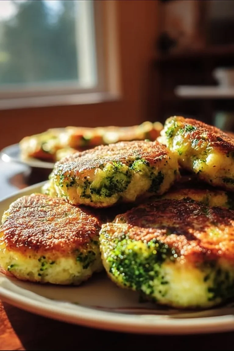 Galettes croustillantes de brocoli servies avec une sauce légère
