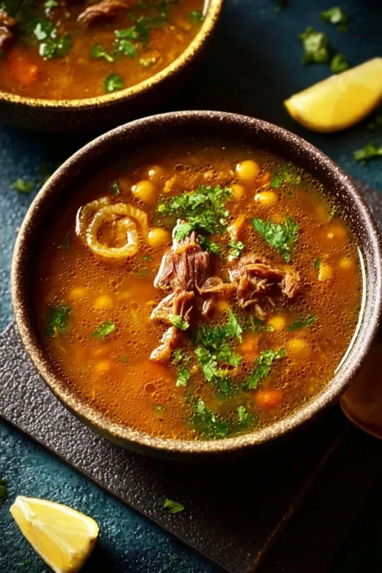 Fassi Harira, soupe marocaine traditionnelle, savoureuse et épicée.
