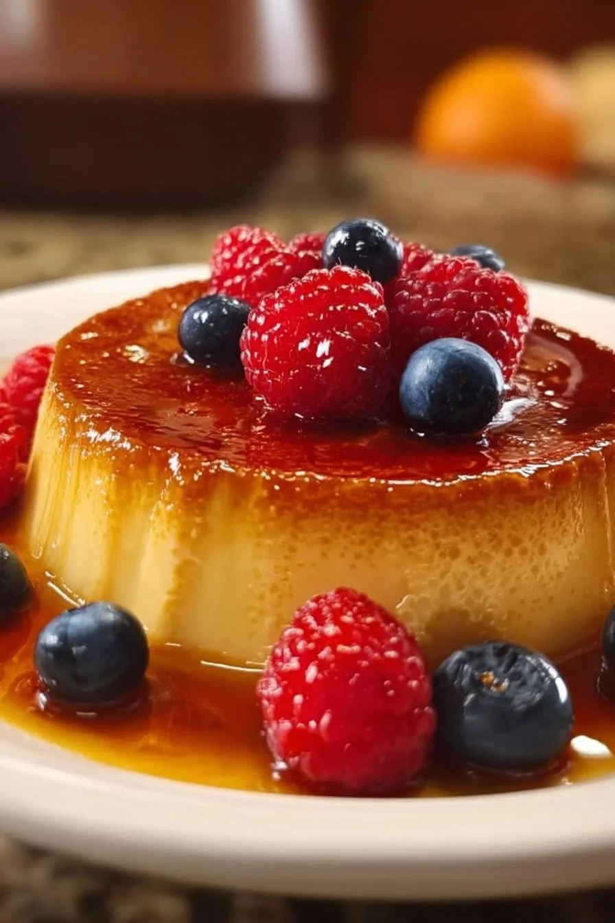 Flan sans sucre fait maison, dessert crémeux et léger au goût délicieux.