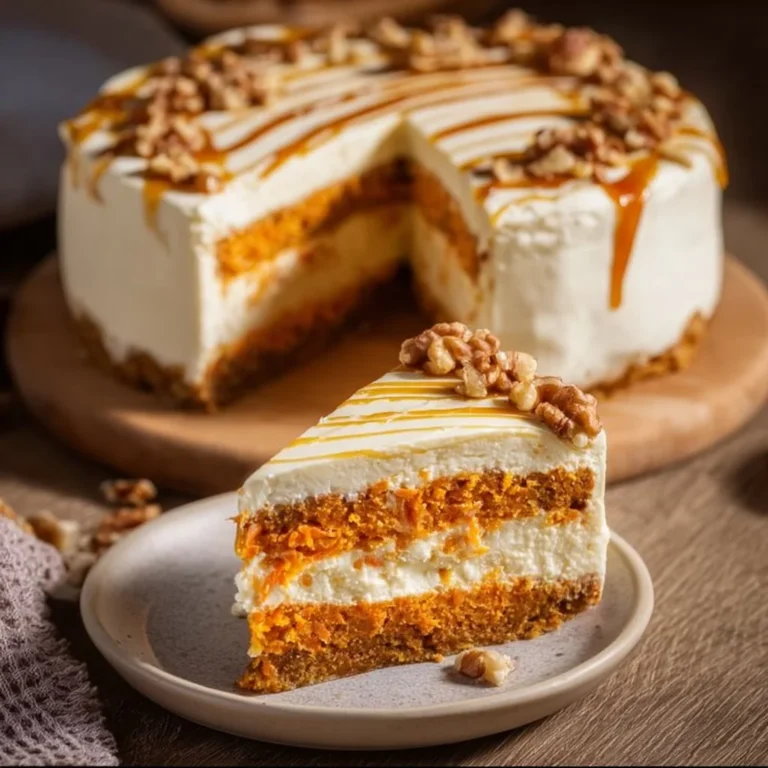 Gâteau au fromage aux carottes décoré avec des carottes fraîches